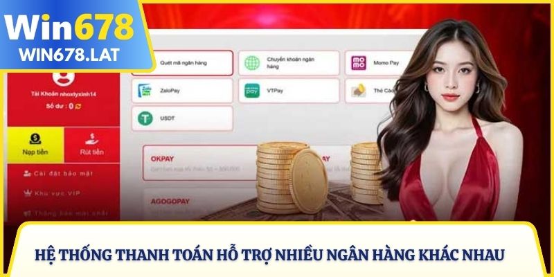 Hệ thống thanh toán hỗ trợ nhiều ngân hàng khác nhau